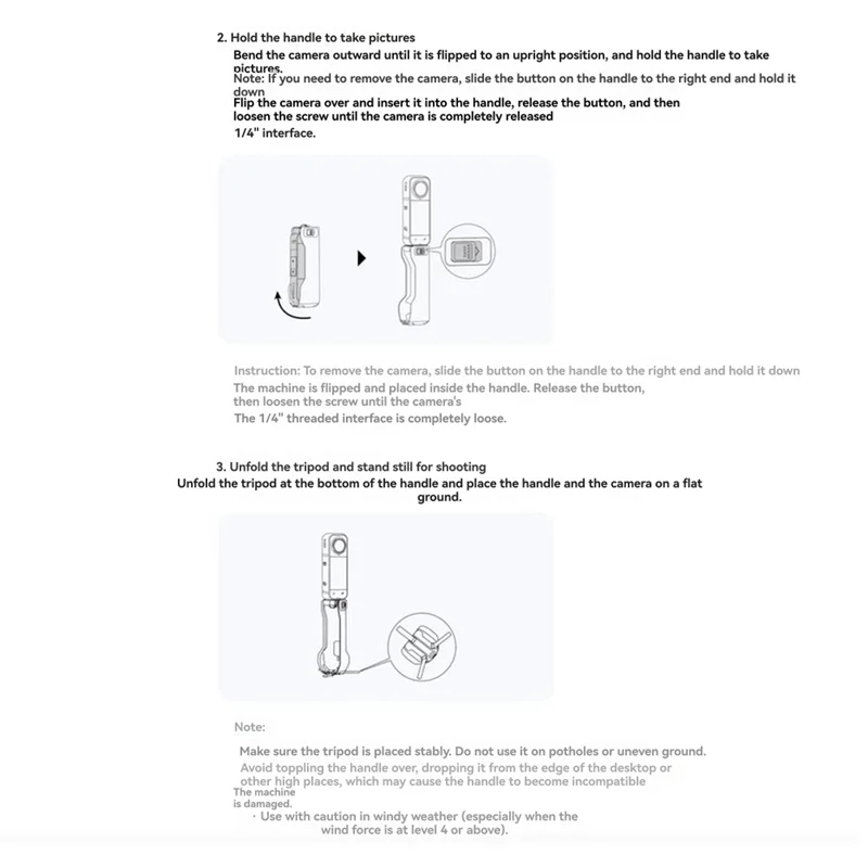 FFYY-For Insta360 X5 مقبض المرافق مقبض قابل للطي للتخزين المحمول والعتاد الأساسي لـ Insta360 X5