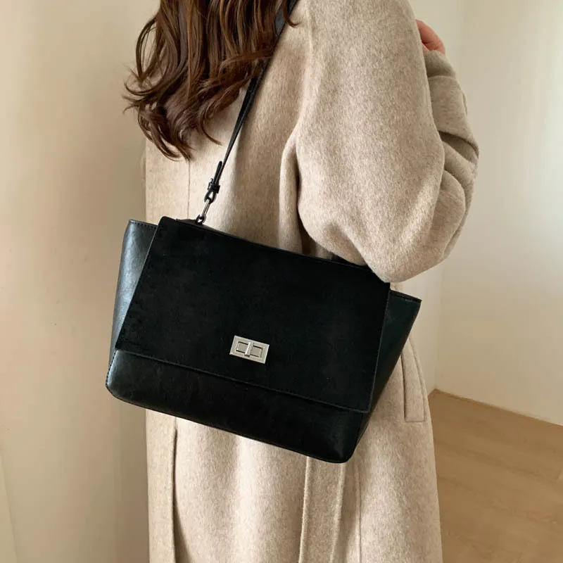 

Осенняя винтажная сумка через плечо для женщин 202, многосторонняя сумка через плечо из натуральной кожи, шикарная сумка в стиле ретро для работы и свиданий