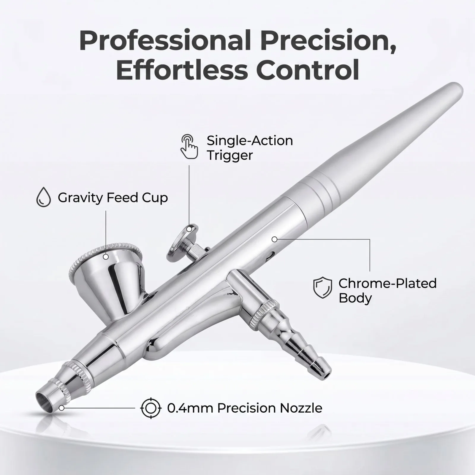Joystar 0.4mm Single Action Airbrush —Gravity Feed Spray Gun for Models, Nail Art, Cake Decorating, Crafts & Makeup