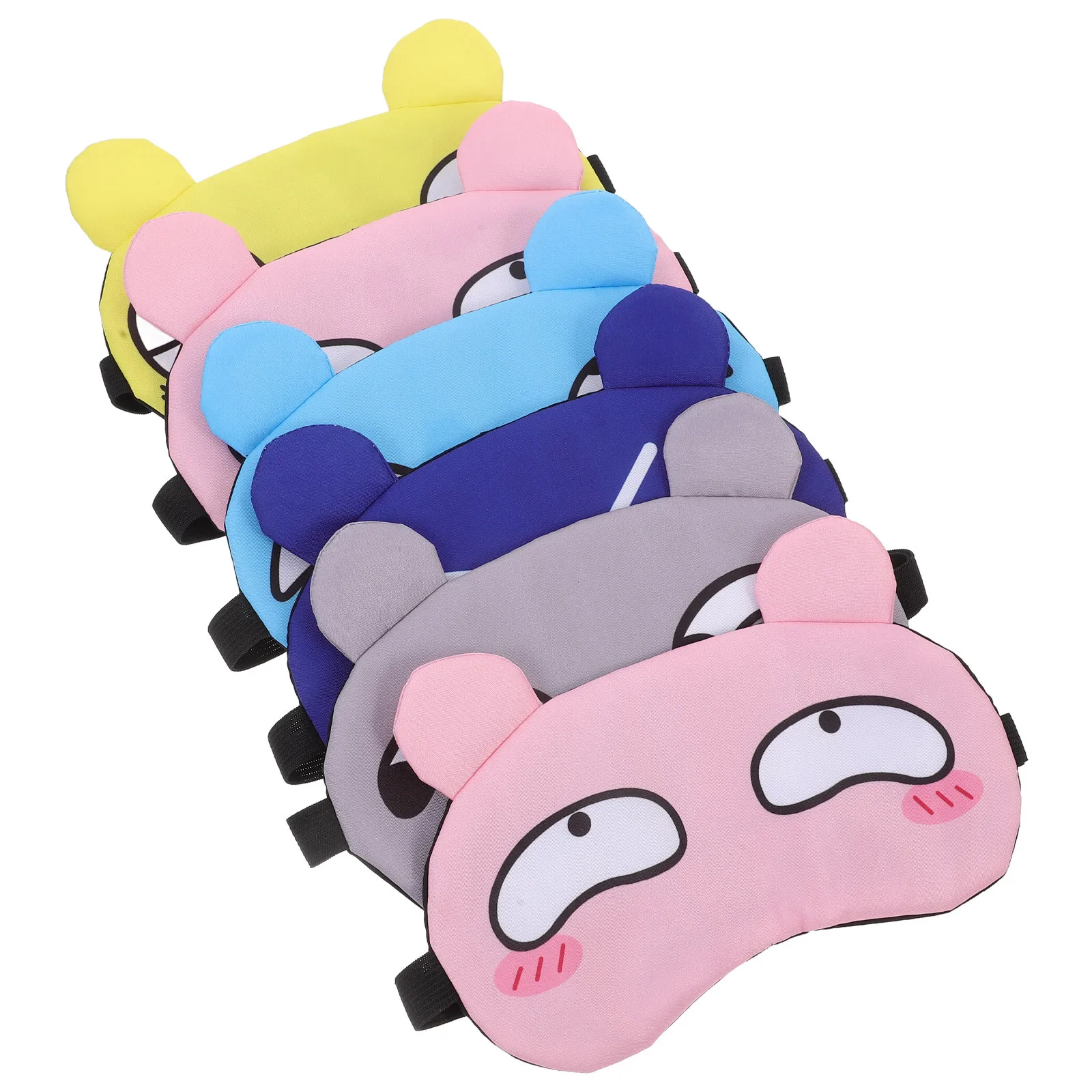 

6Pcs Cartoon Eye Masks Cute Sleeping Masks Adjustable Strap Soft Breathable Blindfolds for Travel Kids Women Men Blocks Light