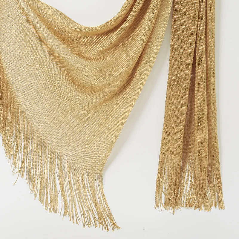 Factory Direct Rayon Scarf with Metallic Thread, Thin Turban Headwrap, Polyester Hollow Shawl for Women Export