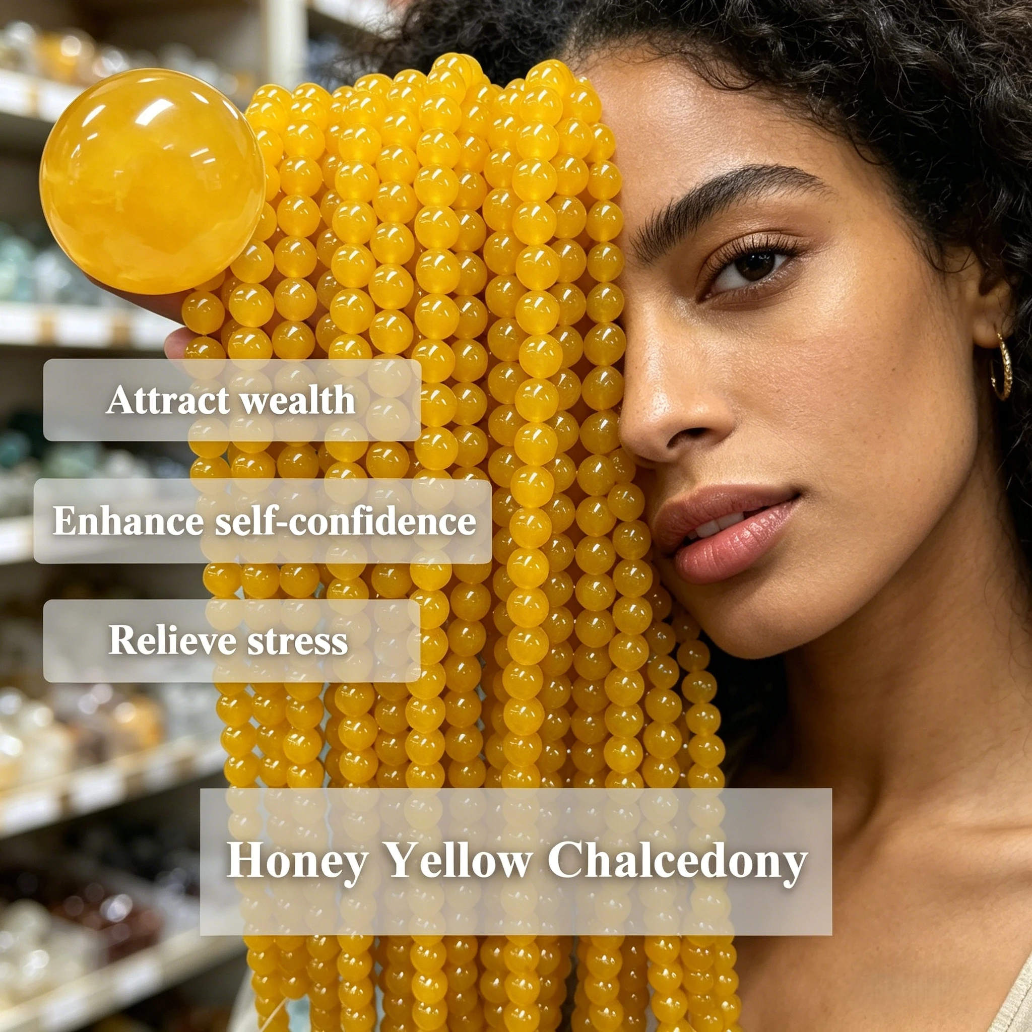 Honey Yellow Chalcedony Beads 4 6 8 10mm Natural Round Gemstone Beads DIY Bracelet Necklace Craft Supplies Jewelrys Accessories