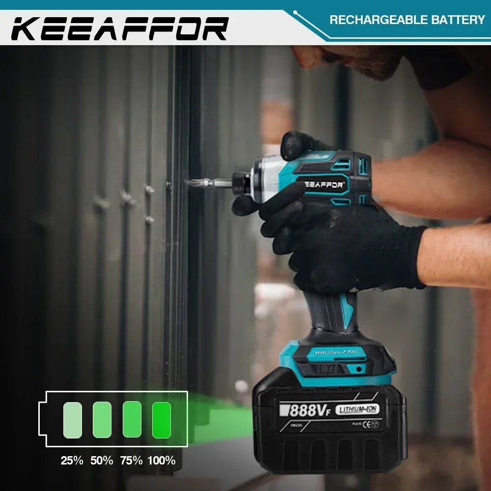 KEEAFFOR 888VF 22500mAh Rechargeable Lithium Ion Battery 18V EU US Plug Electric Wrench Drill For Makita Power Tools Battery