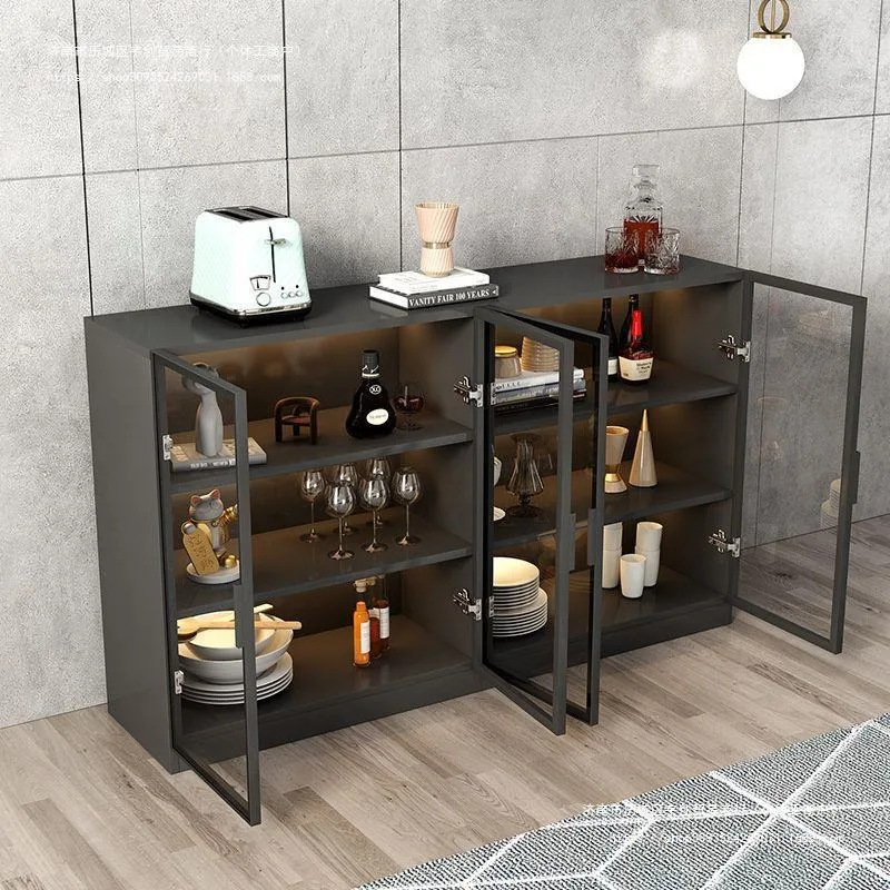 

Side cabinet light luxury home wall cupboard tea storage light luxury storage kitchen microwave oven tea and wine cabinet