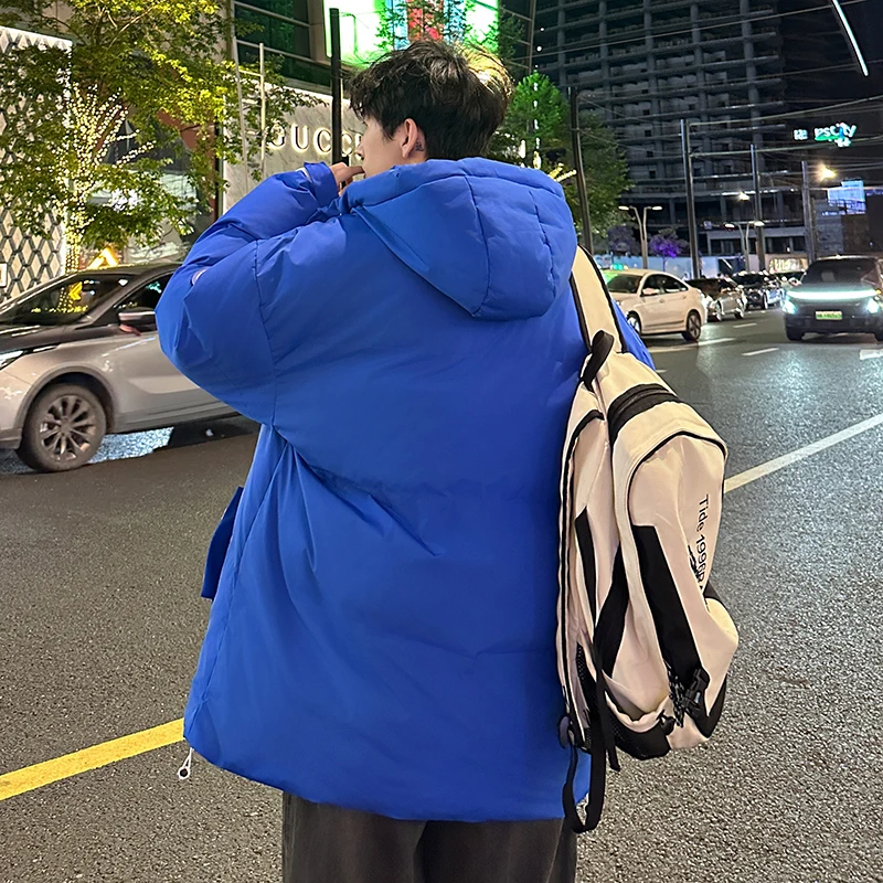 Fashion Men's Hooded Cotton-Padded Jacket 2025 Autumn Winter Youth Street Wear Loose Windproof Thicken Coat Outdoor Top Clothing