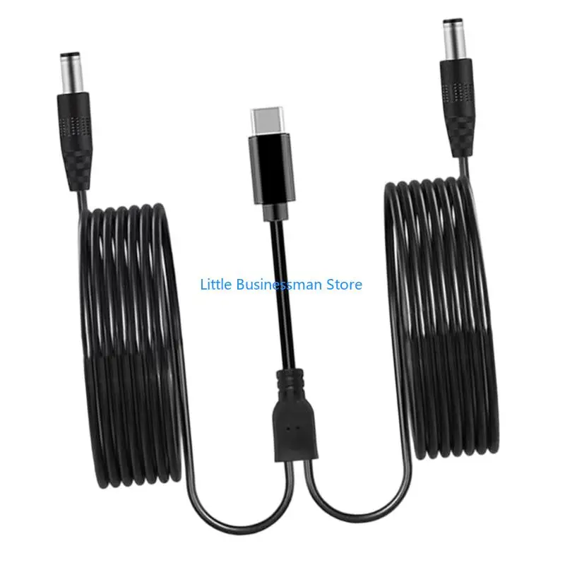 Twin-Output Power Cord with USB Type C Male End, 12 V Supply Support and Two Separate 35.4 in Cables for Compatible Desk