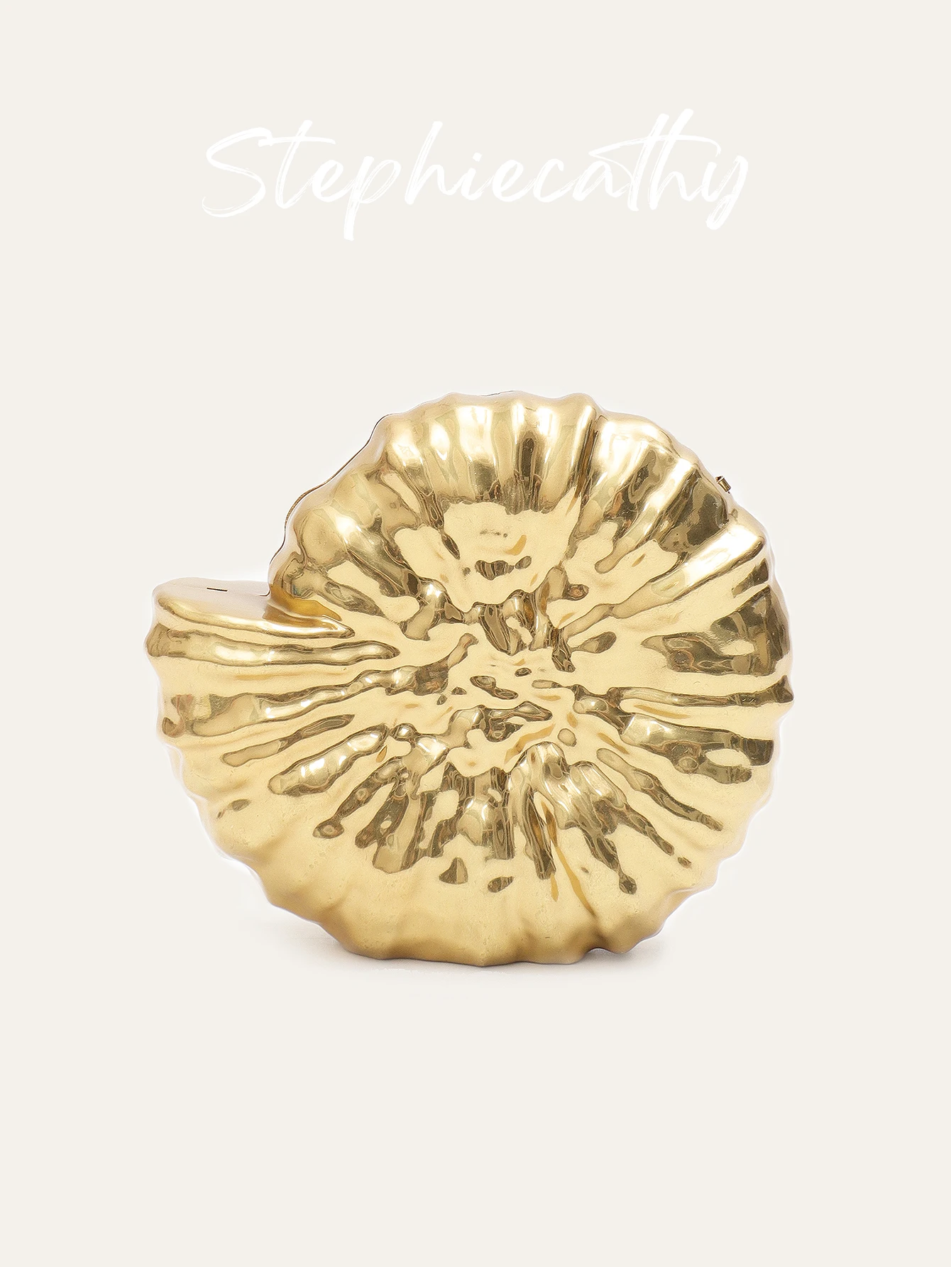 

SC Women's Luxury Iron Metal Case Clutch Fashion Conch Shaped Evening Bag Long Chain Handbag Elegant Wedding Purse Party Gift