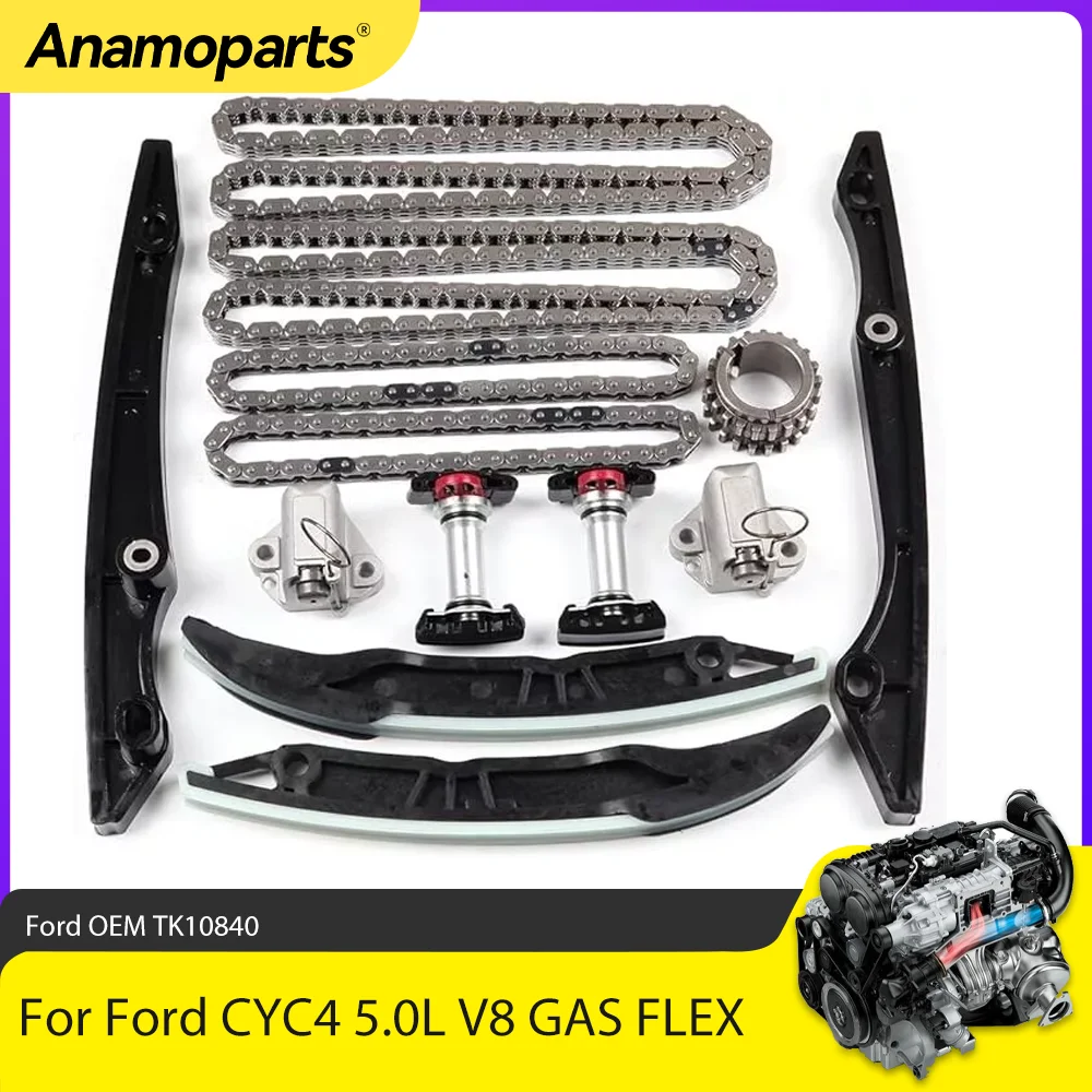 Engine Parts Timing Chain Kit Fit 5.0 L For 2011-2015 Ford F-150 Mustang 5.0L V8 GAS FLEX DOHC OEM TK10840 TK4299