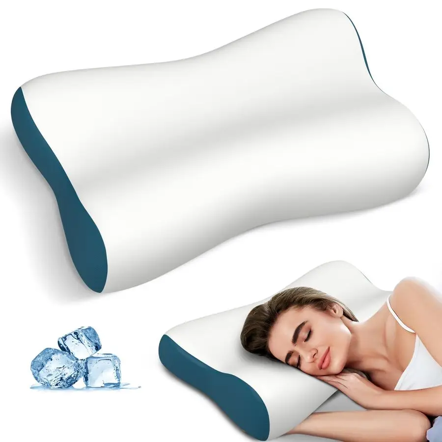 

Cervical Neck Pillow for Pain Relief, Contour Memory Foam Pillows for Sleeping, Ergonomic Pillow Orthopedic Cooling Pillow Bed