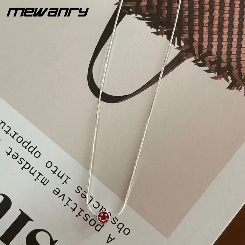Mewanry New Minimalist Smile Face Necklace For Women Fashion Delicate Romantic Drop Glaze Birthday Party Jewelry Gifts Ожерелье