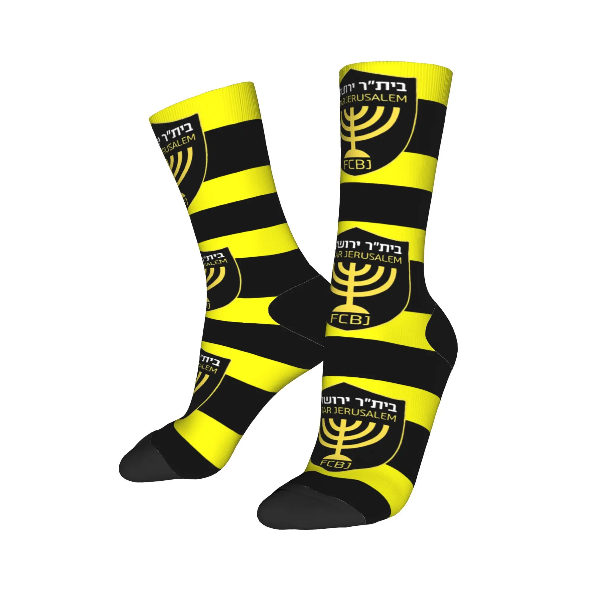 Casual Half FC Israel Beitar Jerusalem ISR IL Basketball Socks Team Club Polyester Long Socks for Unisex Non-slip