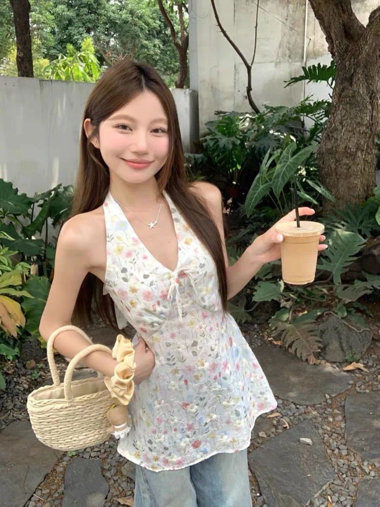 

Милый жилет 2021, женская одежда, без рукавов, с v-образным вырезом, бандажные футболки с открытой спиной, модные летние майки Ropa Mujer, корейские сексуальные майки, топы