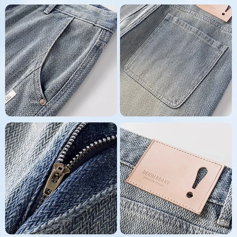 Men Trend Starry Sky Pattern Jeans Male Summer American Vintage Lightweight Breathable Denim shorts Loose Straight Casual Shorts view 5