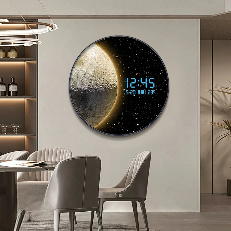 Wall Clock Modern Luxury Galaxy LED Digital Living Room Decor With Starry Night Sky Art Bedroom Dining Room Home Decoration