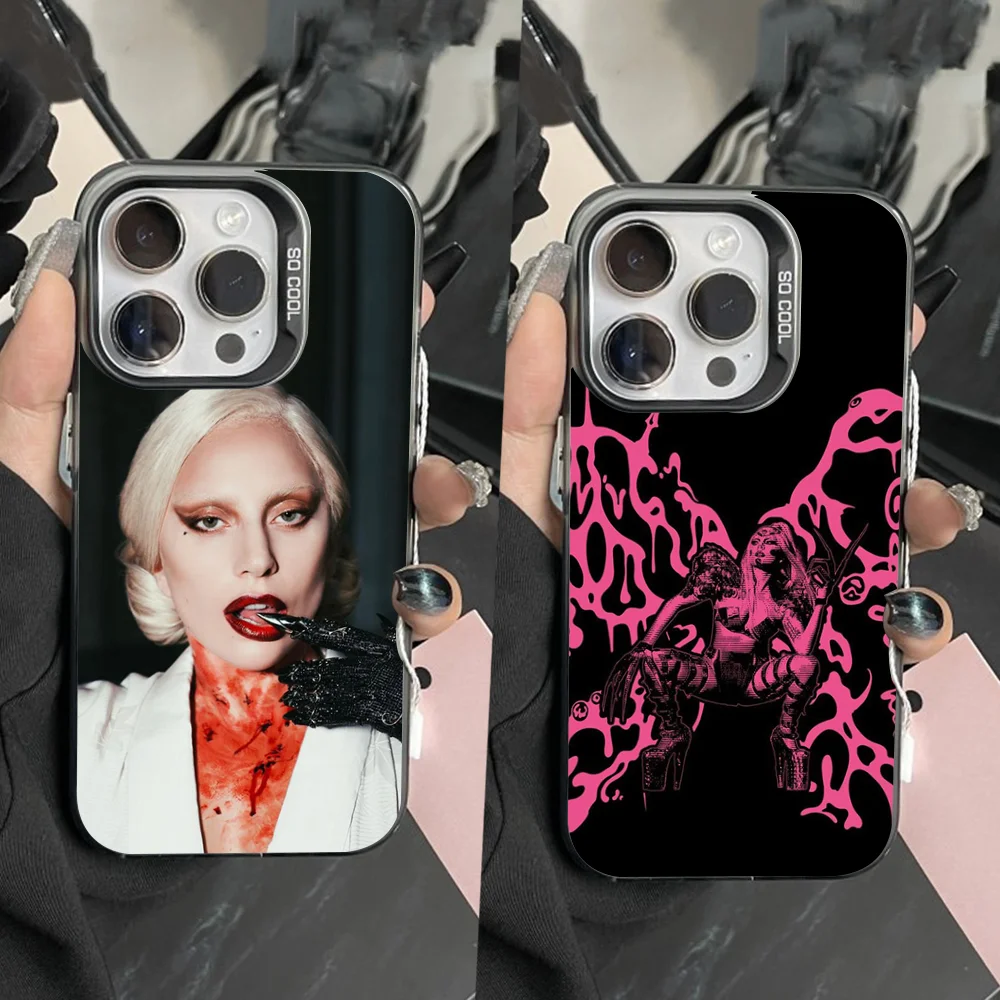 

Singer L-Lady G-Gaga Phone Case For iPhone 16,15,14,13,12,11,Pro,Max,Plus,Mini,XS,SE Anti Fall Black Matte Hard Bumper