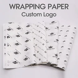 100Pcs/lot 28GSM Customized Logo Printed Gift Wrapping Paper Silk Paper Tissue Paper for Gift Packaging Clothing Wedding