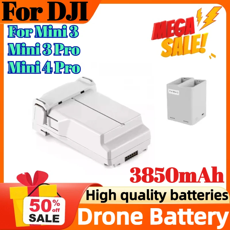 Baterai 3850mAh Untuk DJI Mini 4 Pro Plus Kompatibel Mini 3/Mini 3 Pro Drone Aksesoris Baterai Penerbangan Waktu Terbang 45 Menit
