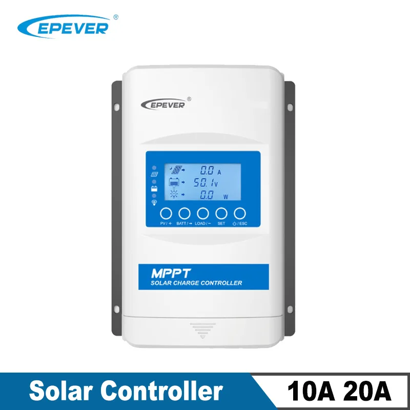 

EPever MPPT 10A 20A Solar Charge Controller 12V 24V Auto Solar Panel Regulator Battery Charger Built-in BLE Work without Battery