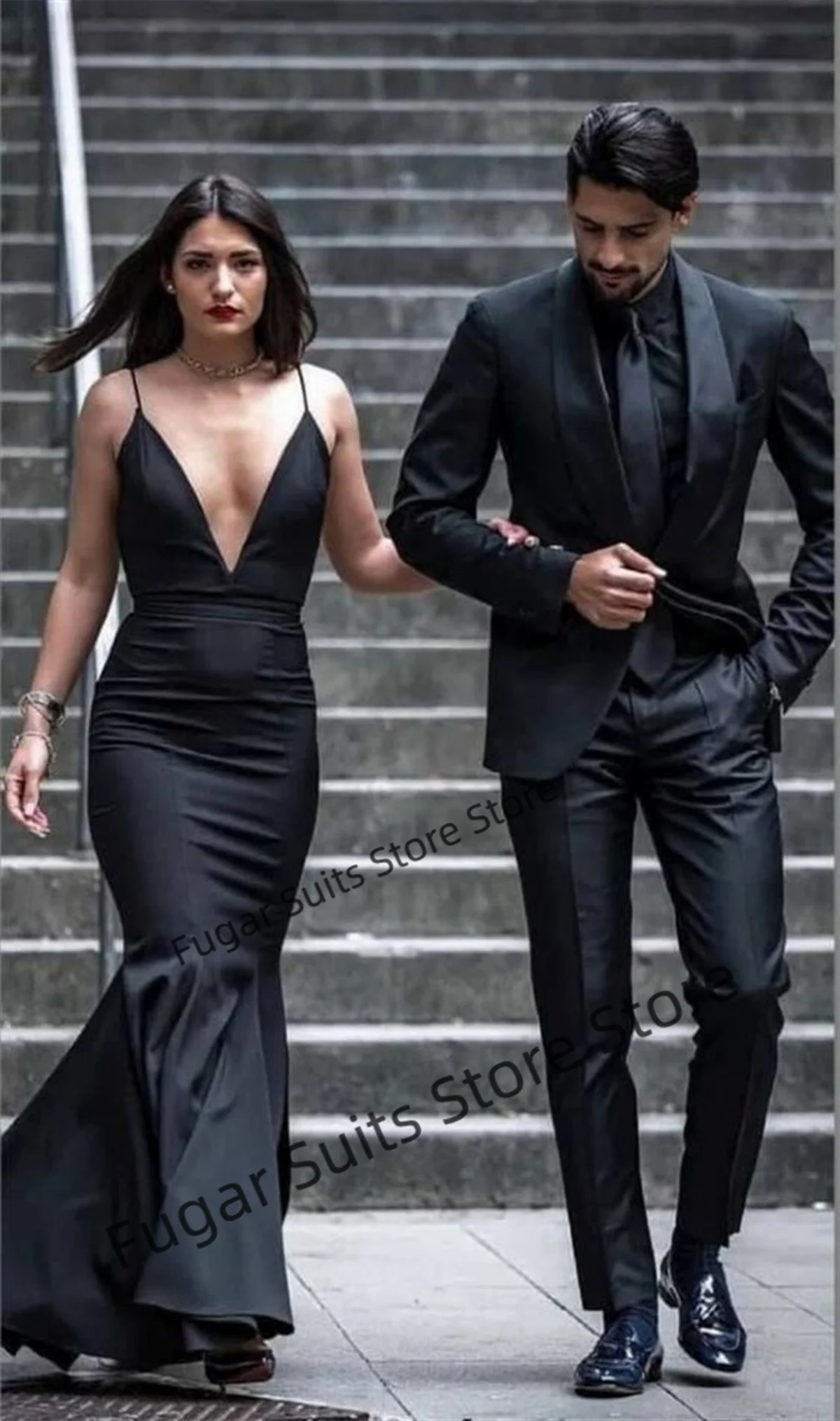 Wedding Black Elegant Suits For Men Slim Fit Shawl Lapel Groom Formal Tuxedos 2 Pieces Sets Business Male Blazer Costume Homme