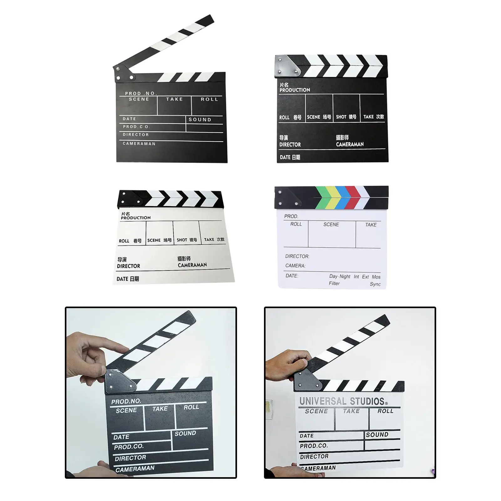 Professional Movie Directors Clapboard Clapper Board Film Slate Accessory Wood Mini for Background Studio Shows Photography