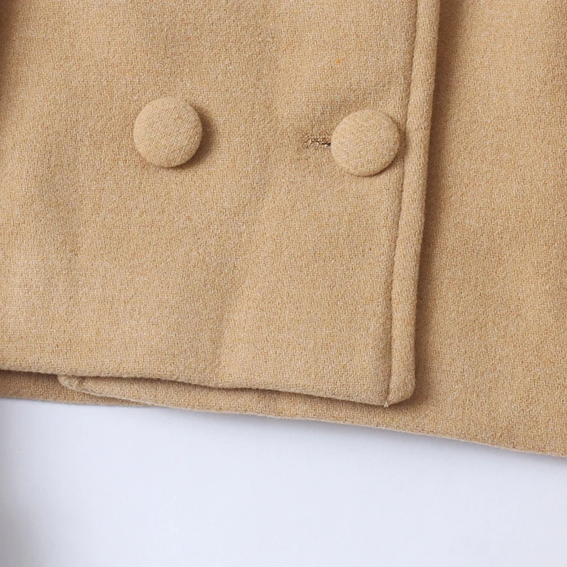 

Women's Woolen Coat Autumn Winter New Sle Turn-down Collar Double-breasted Faion Small Size Girls Top Cool Ink ortage A...