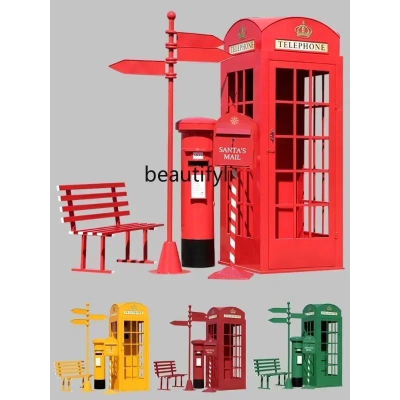

FG28Telephone Booth Post Box Road Sign Sign Landscape Double Bench Shopping Mall Art Gallery Bar Props