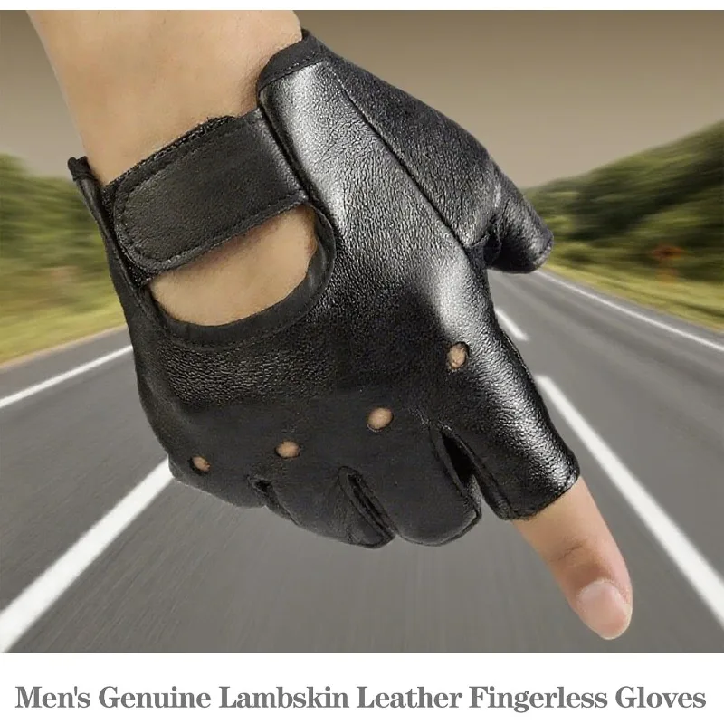 قفازات عصرية بدون أصابع من جلد البولي يوريثان - قفازات شتوية دافئة باللون الأسود، تناسب الرجال والنساء للقيادة ونمط الروك وقفازات ركوب الدراجات #2