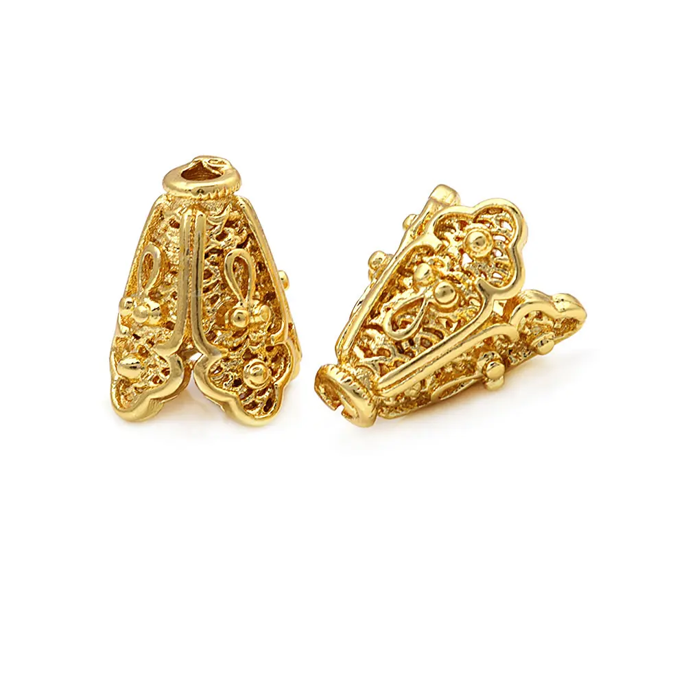 10PCS 18K Gold Color Brass Tree Leaf Leaves Beads Caps High Quality Diy Jewelry Making Necklace Earrings Accessories for Women