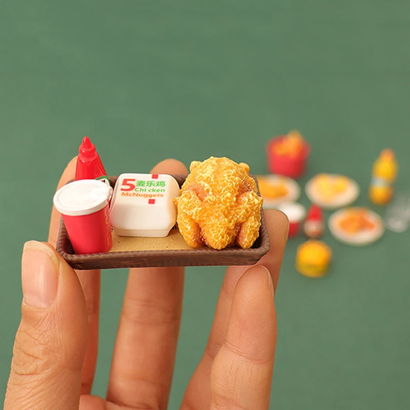 6 ピース/10 ピース/セットミニチュアドールハウスハンバーガーコーラカップファーストフードドールハウス用プレイキッチンアイスクリームアクセサリーおもちゃ