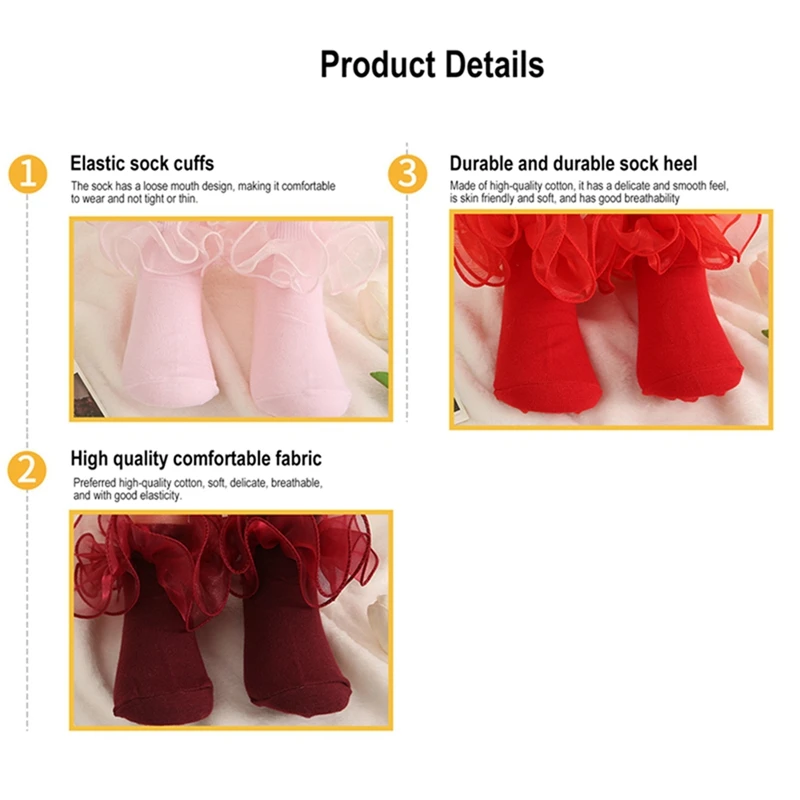 Womens Ankle Socks Lace Ruffle Frilly Trim Cotton Cute Princess Dress Socks for Girl