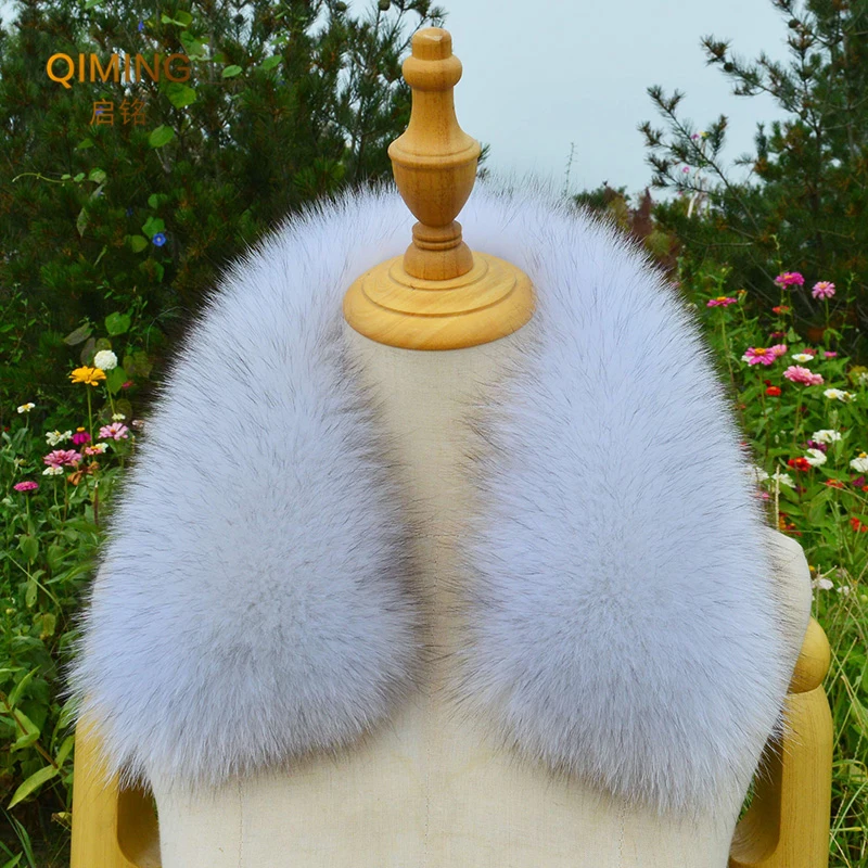 100% Real Fur Collar Fox Fur Scarf Winter Luxury Fluffy Shawl Keep Neck Warmer Women Men Furry Square Scarves Coat Accessories