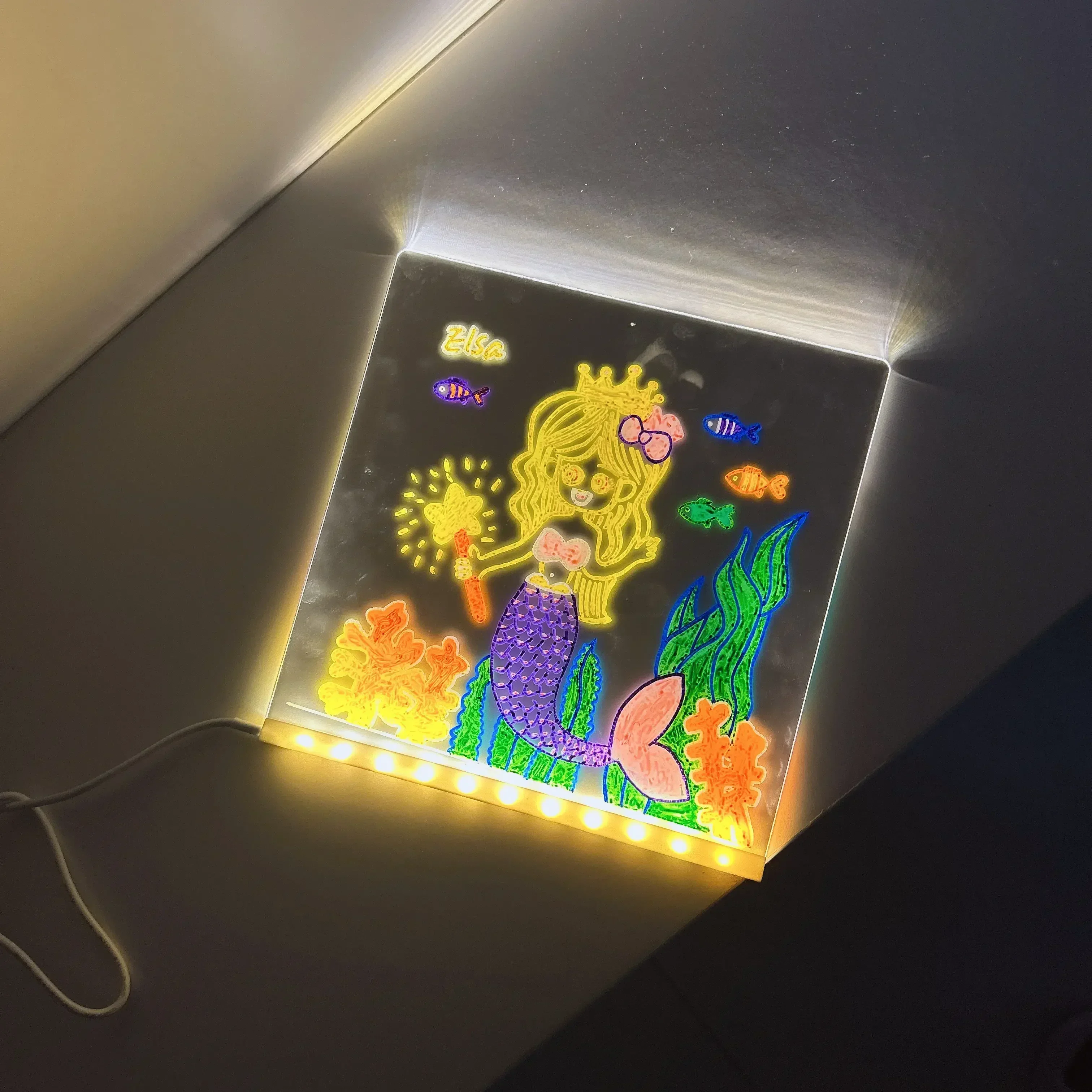 Customizable LED Night Light Acrylic Board - Erasable Surface, Great for Creating Personalized Festive Decor