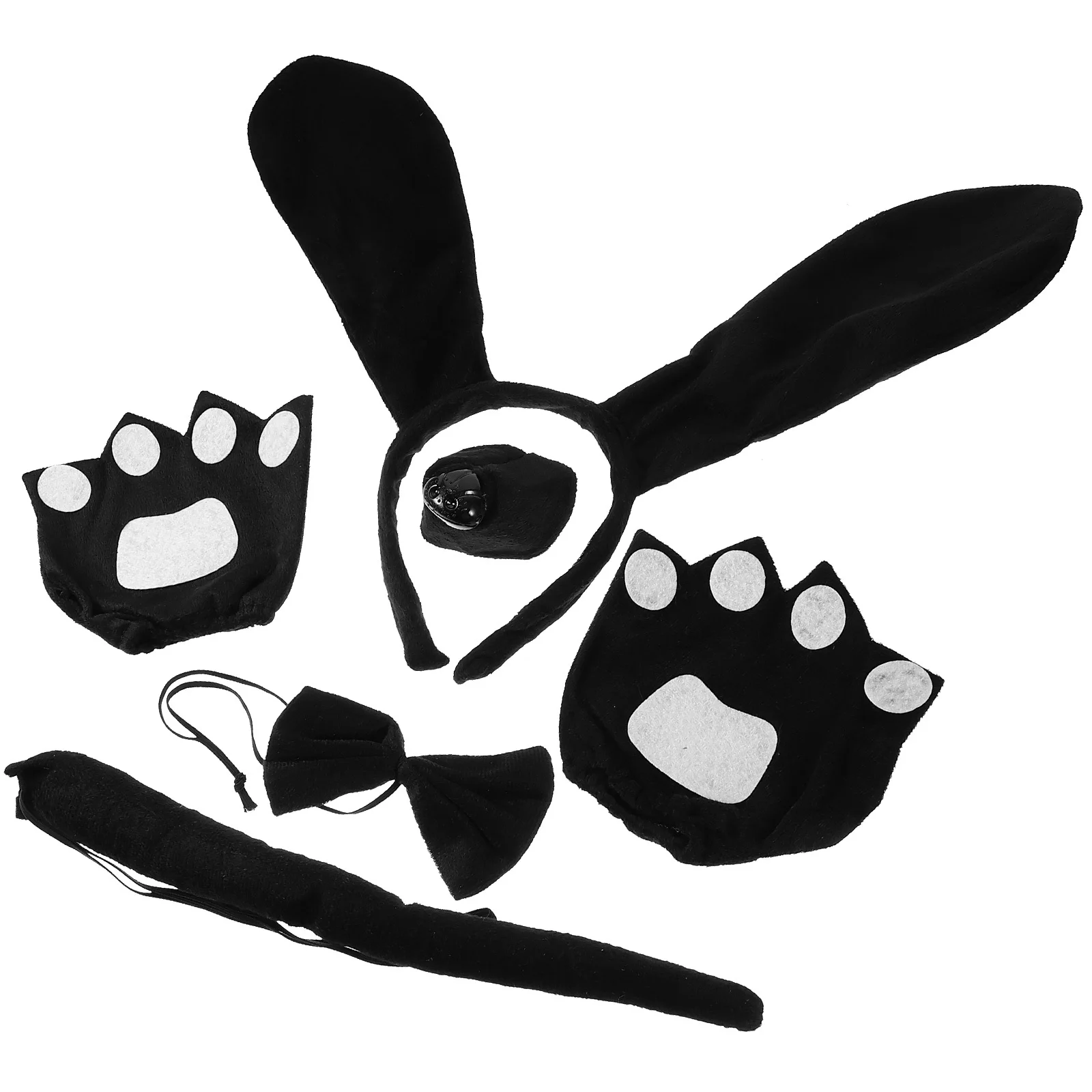 1 Zestaw Akcesoriów do Przebrań, Opaska z Uszami Psa z Ogonem, Muszką, Noskiem i Rękawiczkami, Upominki na Przyjęcia Tematyczne Zwierzęta, Przebranie dla Kobiet