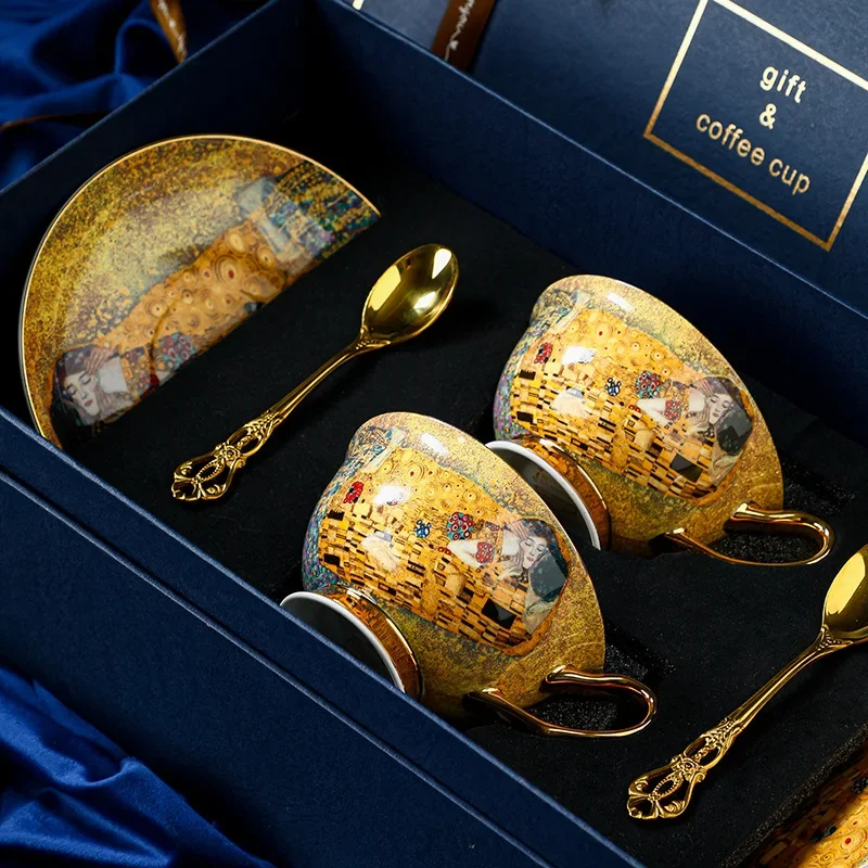 Royal Baroque Style Bone China Coffee Set - Vintage English Afternoon Tea Cups & Saucers withGiftBox ElegantCeramicWeddingDecor view 3