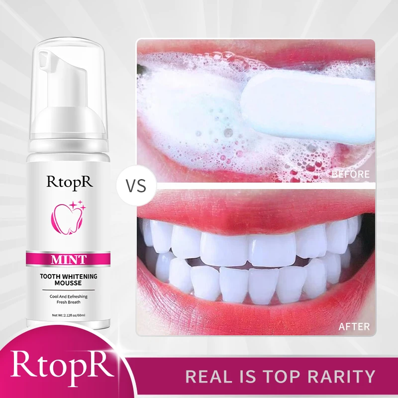 RtopR Teeth Cleaning Mousse Tooth Powder Teeth Whitening Tartar Cleaning Plaque Removing Toothpaste Fresh Breath Oral Cleansing