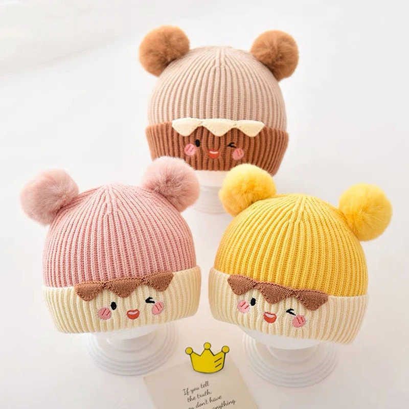 

Baby Bobble Hat Cap Kids Pom Pom Beanies Caps Infant Bonnet Accessories For Baby Girls Boys 1-3years