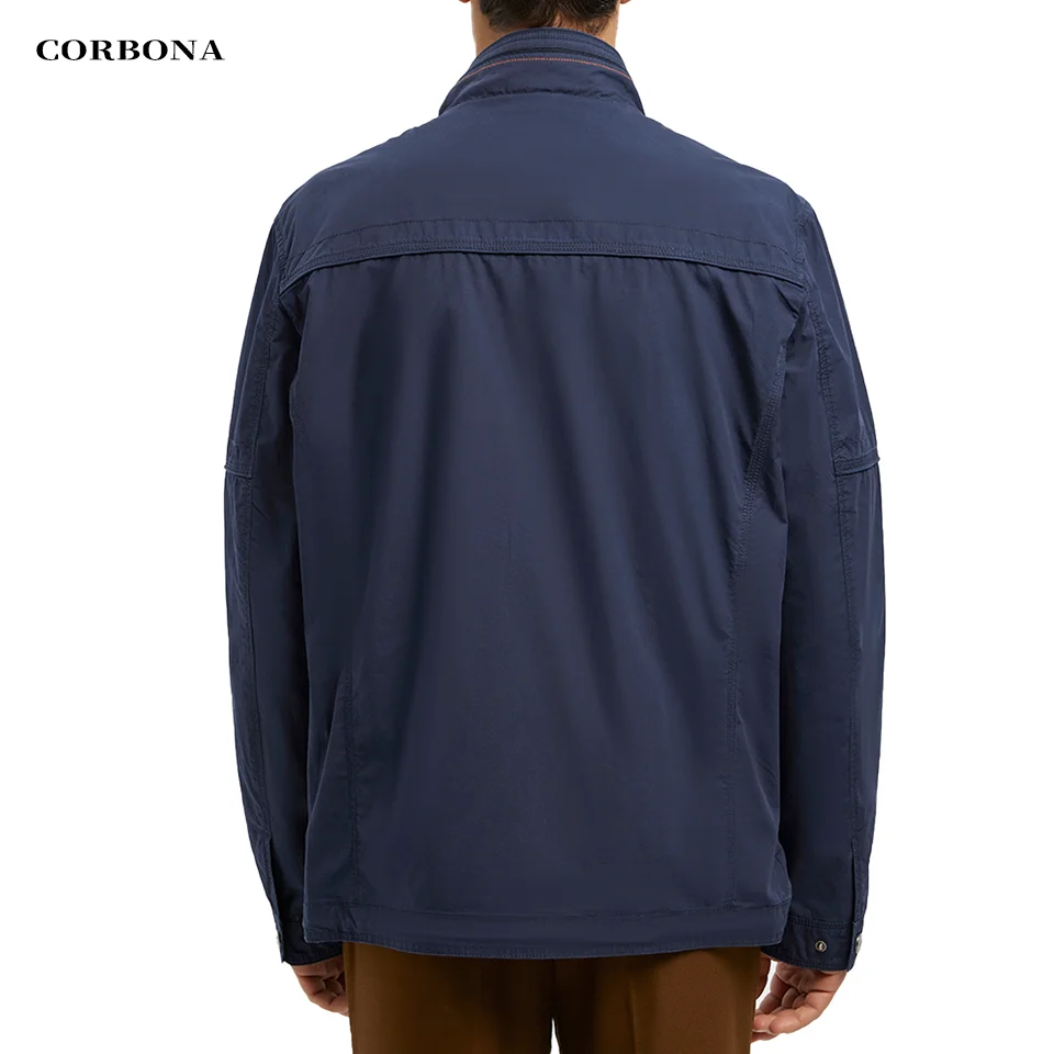 2024 CORBONA Men Oversized Jacket Long Sleeve Navy Blue Army Force Multi Pockets Windproof Windbreaker Autumn Outdoor Coat Parka