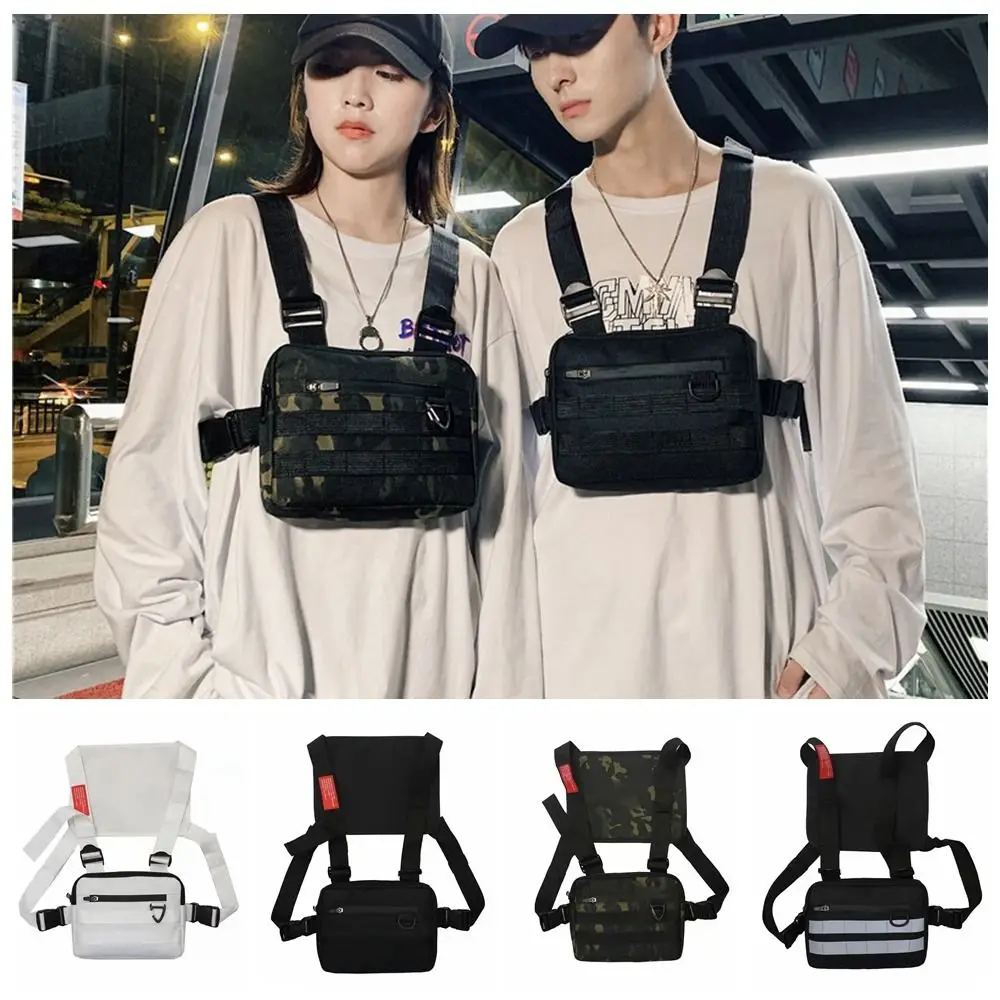 Chest Pocket Chest Front Pack Multi-functional Streetwear Sports Vest Bag Lightweight Reflective Running Vest Bag Running