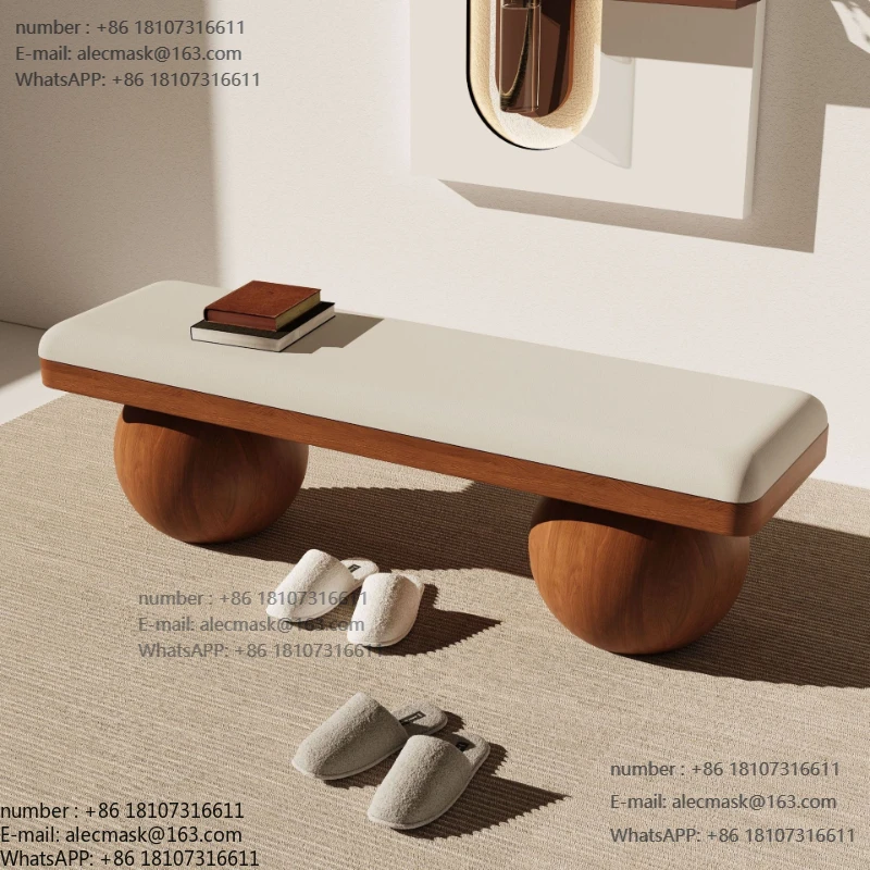 

New Chinese-style home shoe change stool cloakroom sofa bench simple fabric log