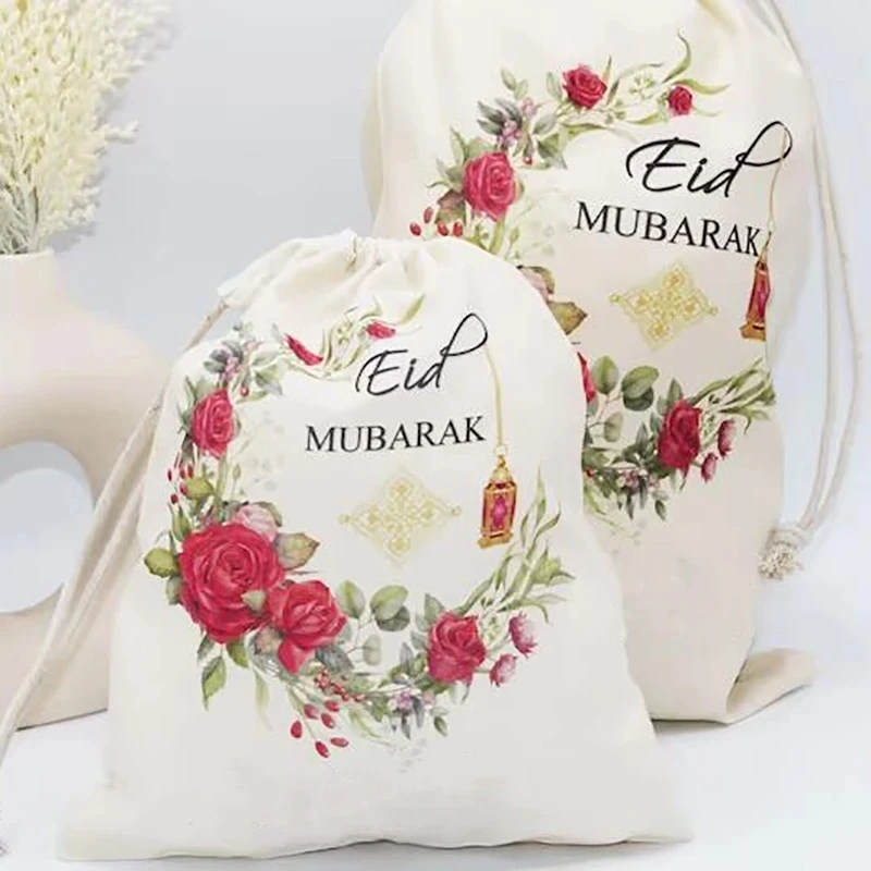 Wreath Eid Mubarak sack Muslim Islamic Ramadan Kareem eid Al-Adha al Fitr children kid girl gift present bag Iftar decoration