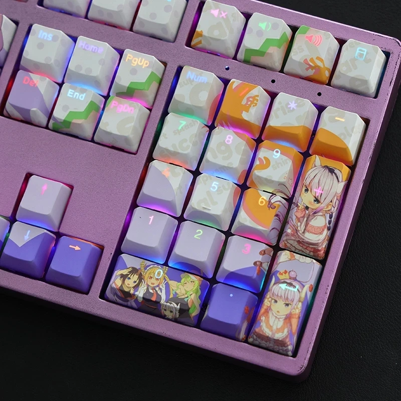 Imagem -04 - Chaves Miss Kobayashi Dragão Maid Keycaps Perfil Oem Anime Japonês Keycaps Pbt Dye Sublimação Teclado Backlight Keycap 108