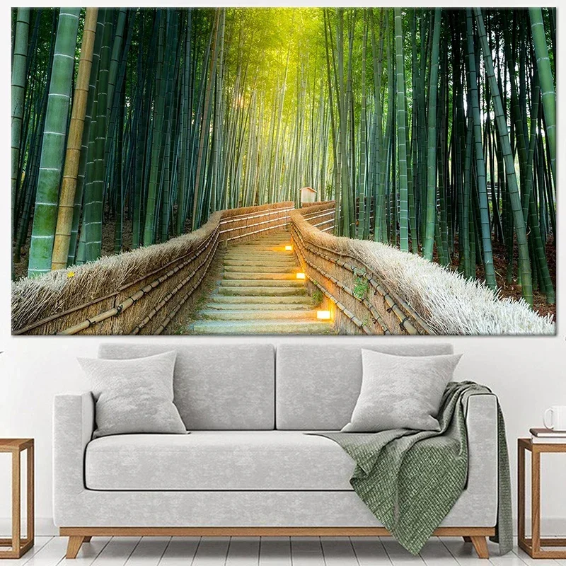 Bamboo Forest Poster Kyoto Forest Wall Art Picture Canvas Print Nature Landscape Living Room Home Aesthetic Decor Painting Gifts