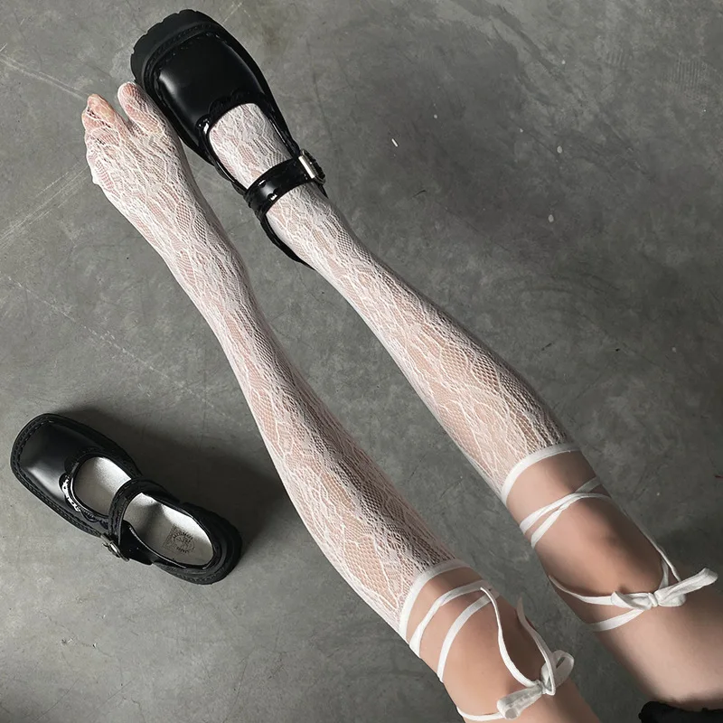 

Lolita Split Toe Socks Strappy Fishnet Stockings Ins Tide Cool Girl JK Knee Socks Japanese Lolita Jk Long Socks Knee High Socks