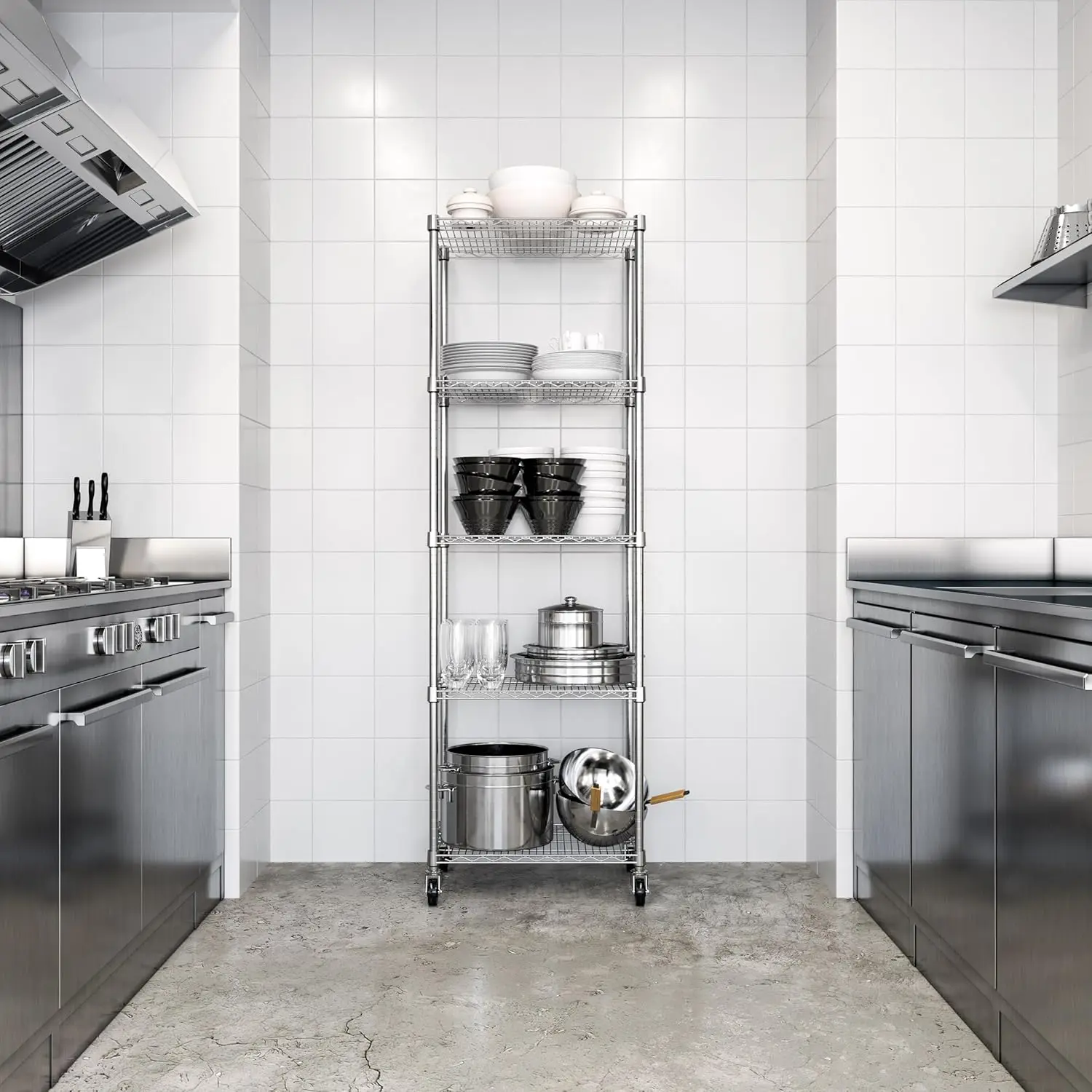 Organizzatore per unità di archiviazione per rack in filo di acciaio solido ultra resistente e resistente per garage, magazzino, ufficio, ristorante, aula, caldo