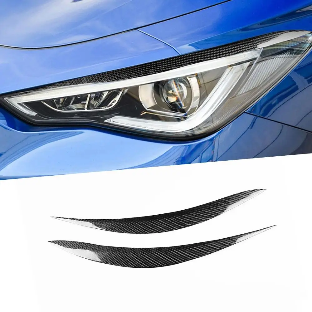 

for Infiniti Q60 2017-2022 Carbon Fiber Headlight Eyebrow Trim Car Front Head Light Lamp Lid Brow Headlamp Eyelid Cover Sticker