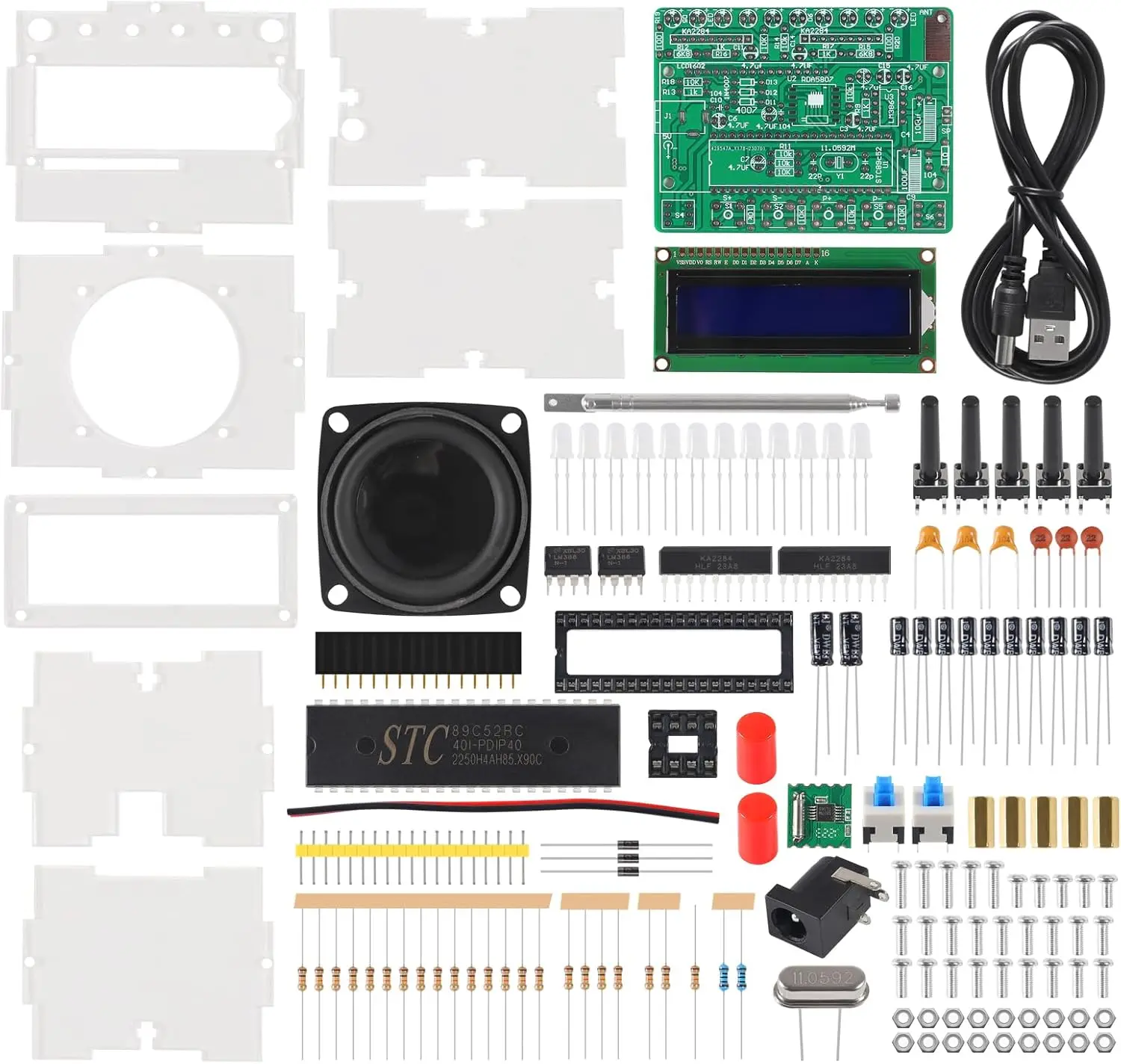 FM Radio DIY Soldering Kit - 87 - 108MHz, LED Flash, for Practice & STEM, Great Gift