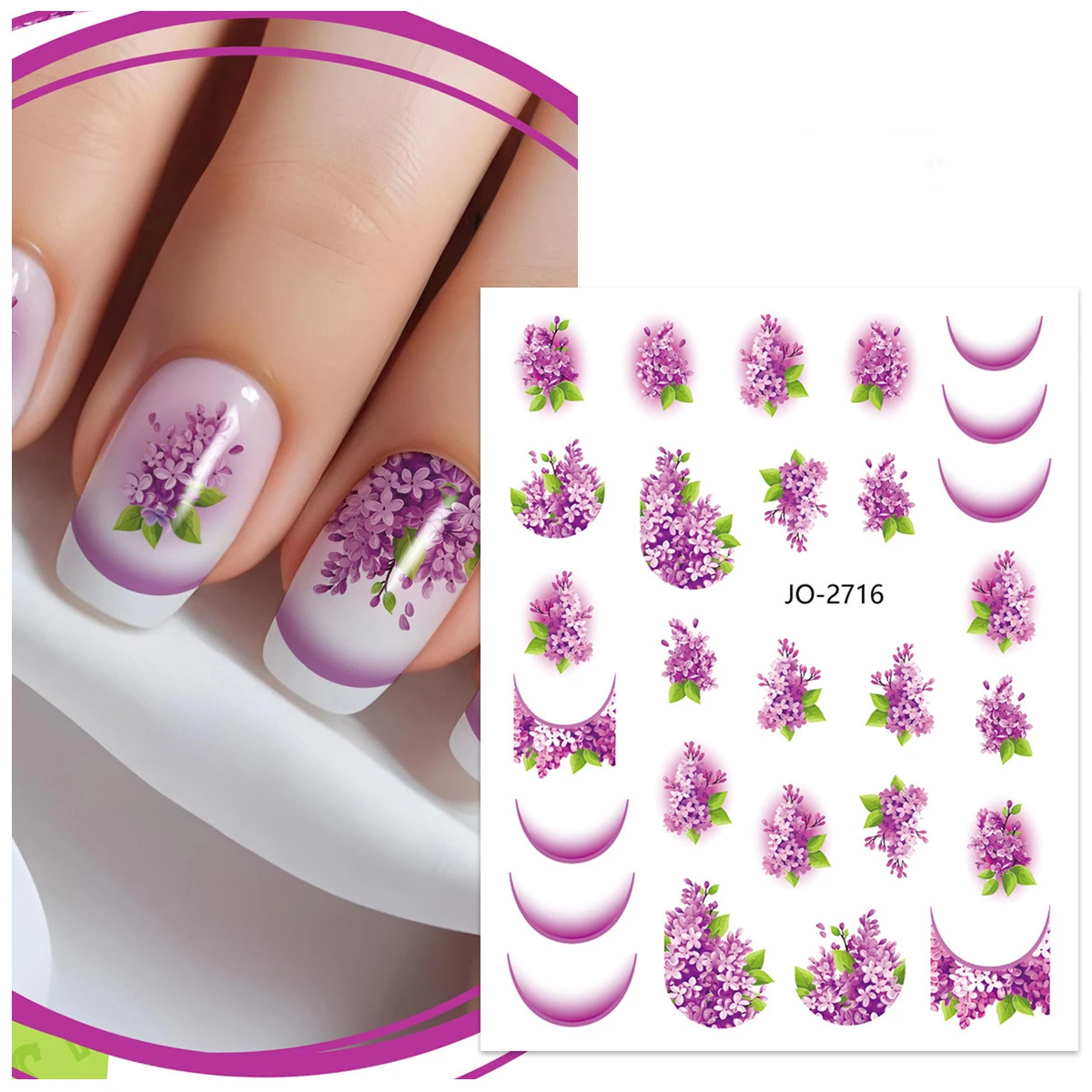 3d Nail art Stickers Spring Summer French Tips Little Flowers Lavenders Nail Decals For Nail Decorations Manicures Beauty