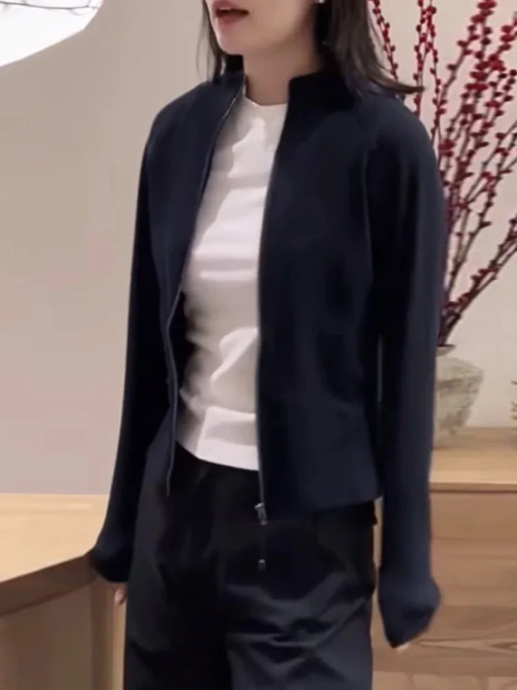 

mat Design Long Sve Hoodie Jaet Women's Autumn New High-End Zipper Open Cardigan Top Casual Loose Fit Breathable