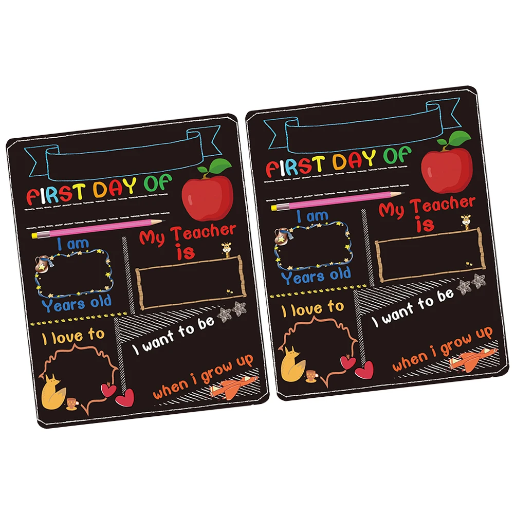 

2pcs Double sided Blackboard 25x20cm Student Chalk Board Non porous Print Creative Classroom Decor Kids School Sign Wooden