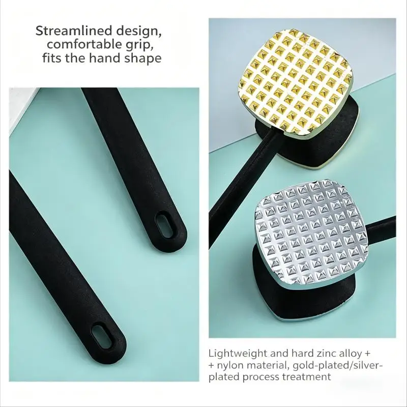 Dual Sided Meat Tenderizer Hammer Mallet Kitchen Tool For Steak Beef Poultry With Ergonomic Handle For Easy Pounder